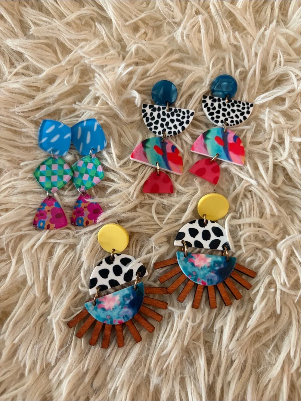 Colorful Statement Earrings - Multicolor